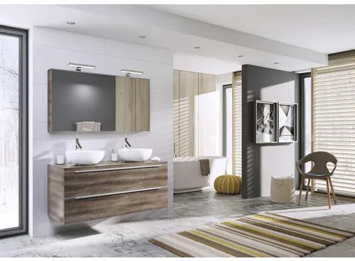 Kúpeľňový nábytkový set Pulse 120 cm s dvojitým umývadlom dub Nebraska a zrkadlom s LED osvetlením 84727124