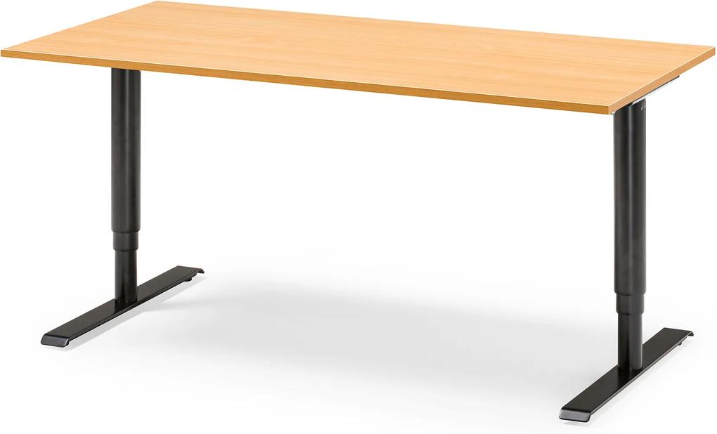 Výškovo nastaviteľný stôl Adeptus, 1600x800 mm, lam. buk/čierna