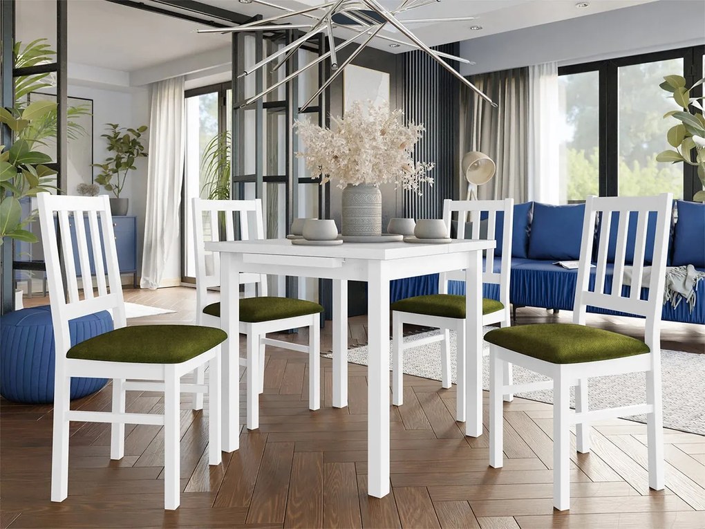 Rozkladací stôl so 4 stoličkami AL09, Morenie: Orech - L, Poťahové látky: 25x - Paros 2