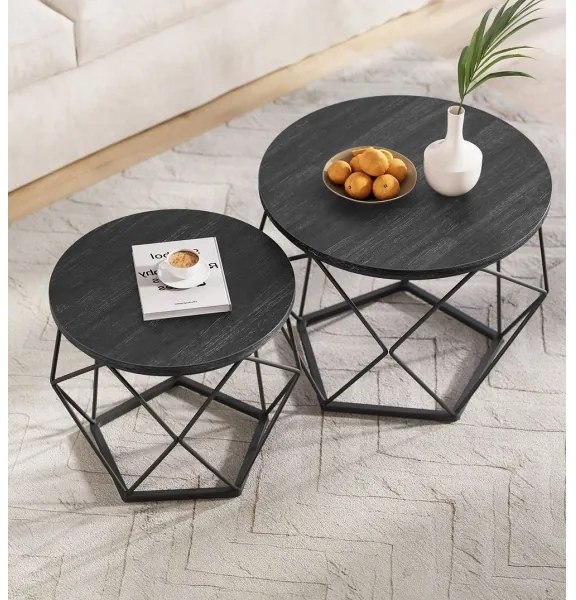 SADA 2x Konferenčný stolík TALIA čierny