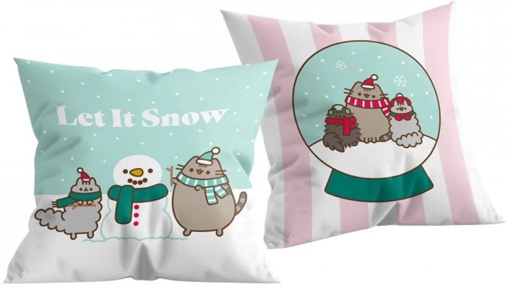 Obojstranný vankúš Pusheen - motív Let It Snow - 40x40 cm