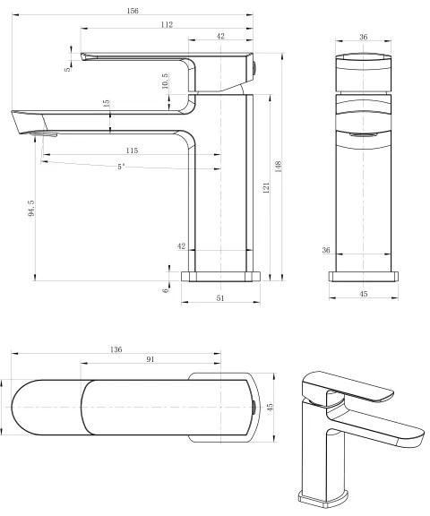 Sapho - Umývadlová batéria MIXONA 14,8 cm lesklý chróm