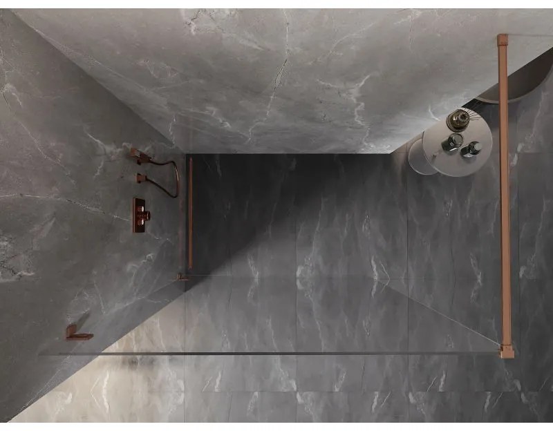 Mexen Lunar sprchová stena ľavá 60 x 200 cm, 8mm číre sklo, medená matná, 830-060-000-65-00-L
