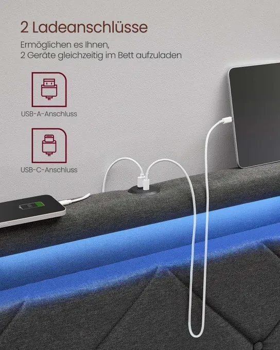 Manželská postel s LED osvetlením RMB828G02