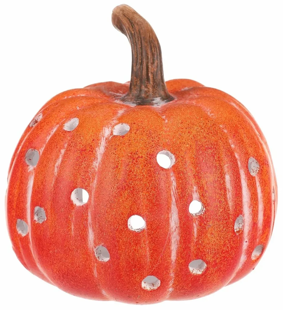 Svietnik Tekvička s otvormi oranžová, keramika, priemer. 14 cm