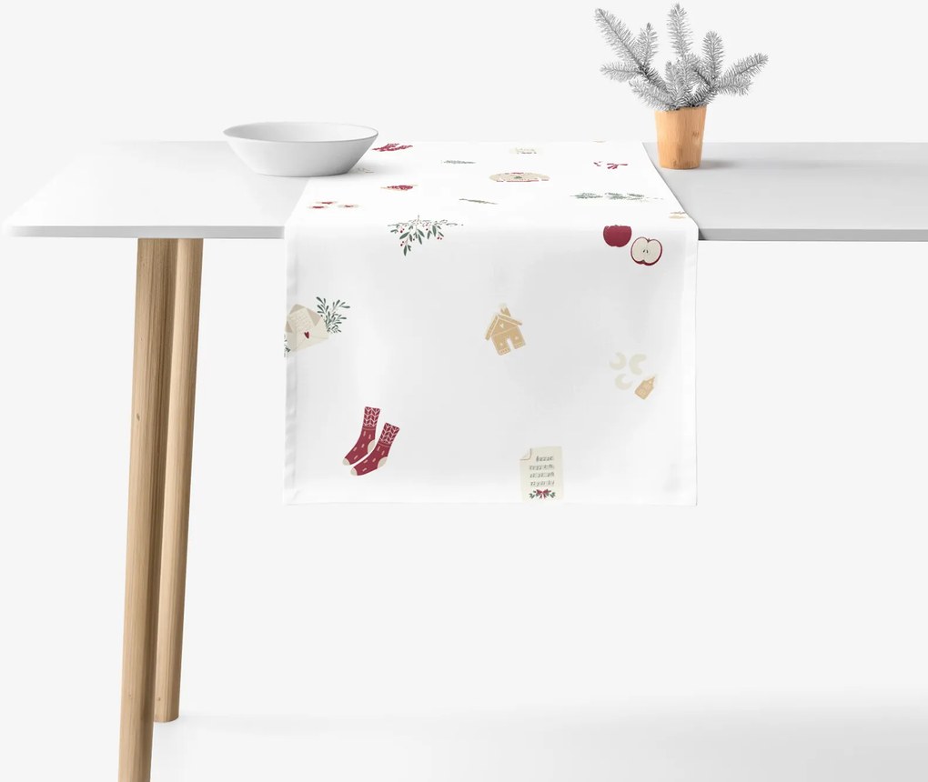 Goldea vianočný behúň na stôl 100% bavlnené plátno - vianočné symboly 50x160 cm