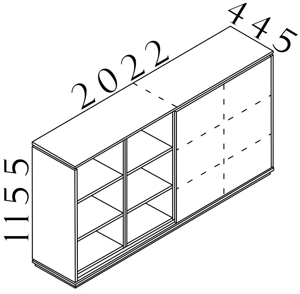 Stredná skriňa Creator 202,2 x 44,5 x 115,5 cm, biela / antracit