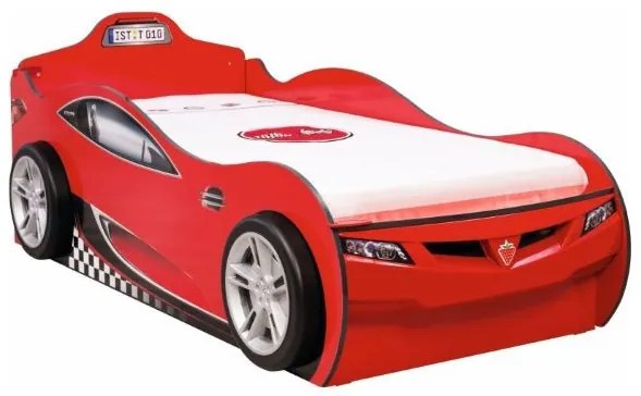 Detská posteľ auto SUPER s prístelkou 90x190cm - červená