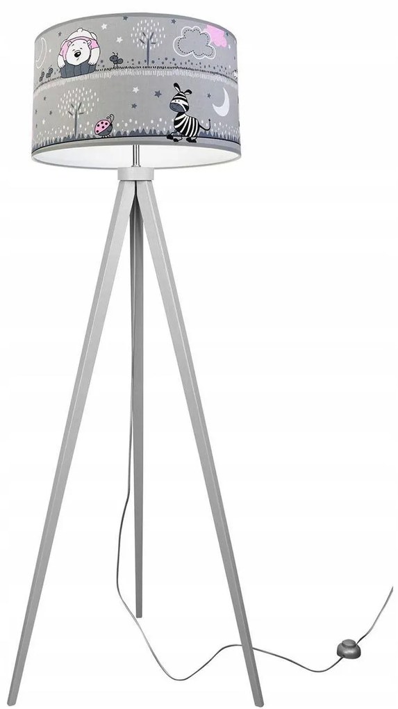 Detská stojacia lampa Ladybird, 1x textilné tienidlo so vzorom, (výber z 2 farieb konštrukcie)
