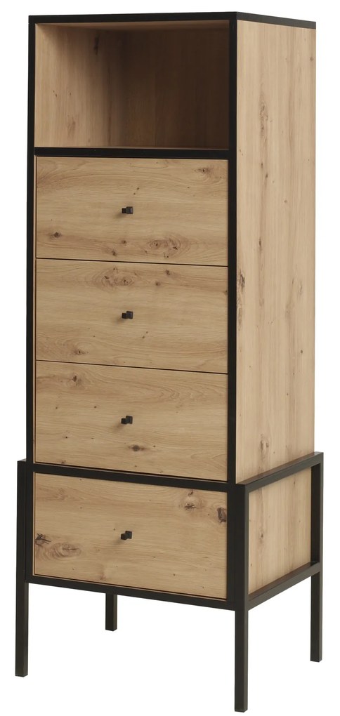 Komoda Luigi L4 (dub artisan + čierna). Vlastná spoľahlivá doprava až k Vám domov. 1043106