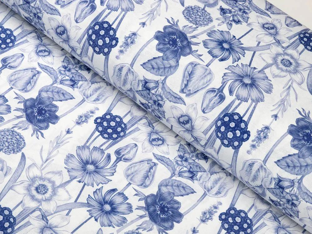 Biante Dekoračná obliečka na vankúš PML-090 Modré jarné kvety na bielom 30 x 50 cm