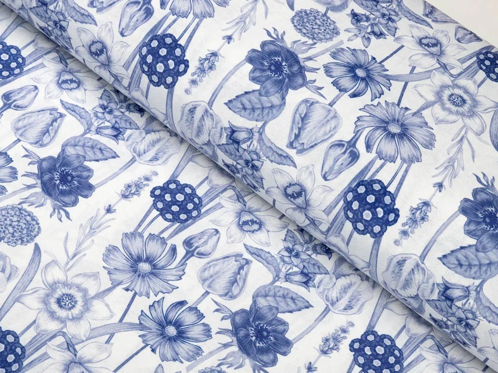 Biante Dekoračná obliečka na vankúš PML-090 Modré jarné kvety na bielom 50 x 70 cm