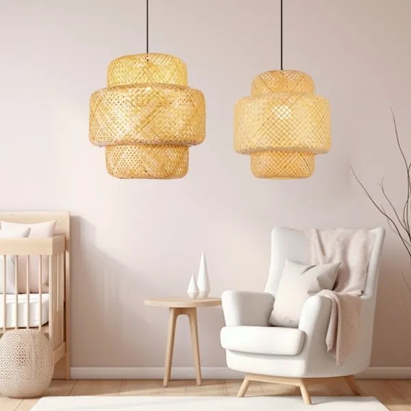 Immax 08267L - Luster na lanku HILO 1xE27/40W/230V pr. 38 cm bambus