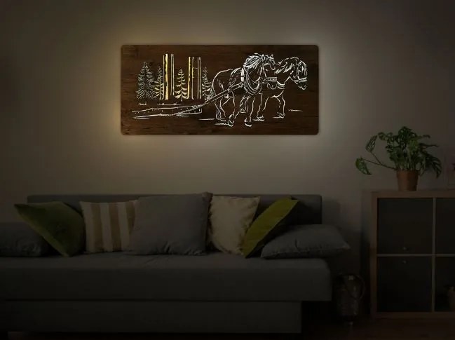 Led obraz s koňmi na batériu