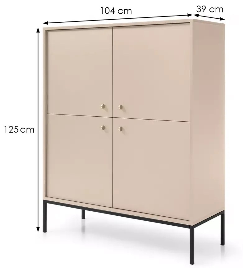 Komoda Mono II 104 cm béžová/čierna