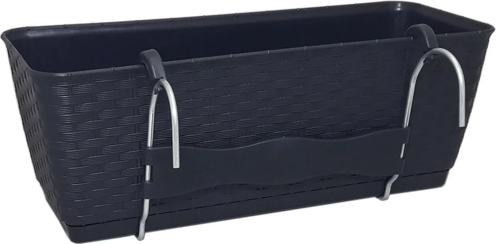 Plastový balkónový kvetináč DRL400PW 38,6 cm - antracit