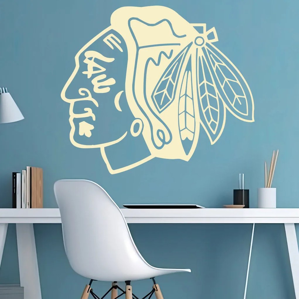 Veselá Stena Samolepka Hokejový tím Chicago Blackhawks Farba: bílá, Veľkosť: 80 x 69 cm