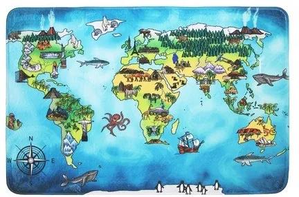 Protišmykový kusový koberec World map - 76,5x117 cm