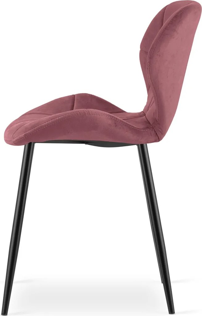 Jedálenská stolička MANGO VELVET s čiernymi nohami, tmavoružová