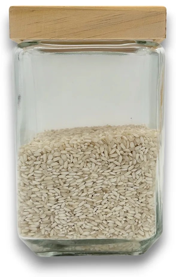 5Five® Sklenená bytelná dóza hranatá s dreveným vekom, 1,7l KWADR