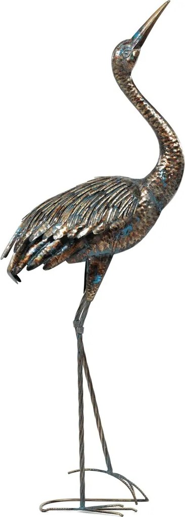 Volavka - 133 cm, kovová dekorácia, medená s farebnými škvrnami Farba: Medená