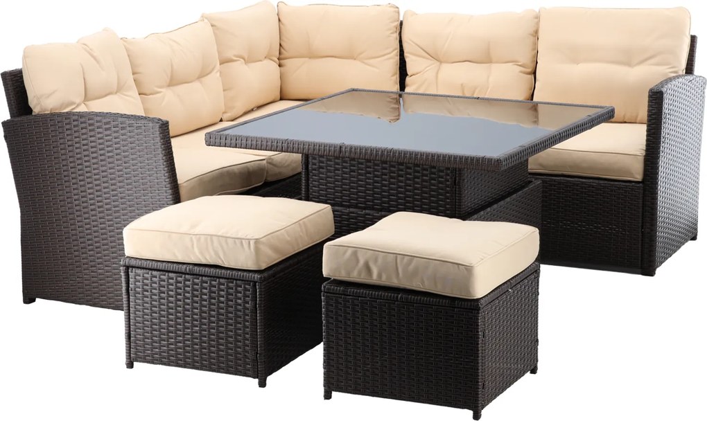 CH Rohová súprava ratanového nábytku - hnedá