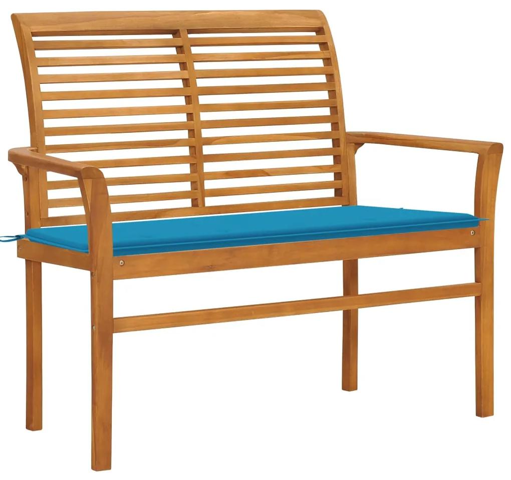 vidaXL Záhradná lavička a modrá podložka 112 cm teakový masív