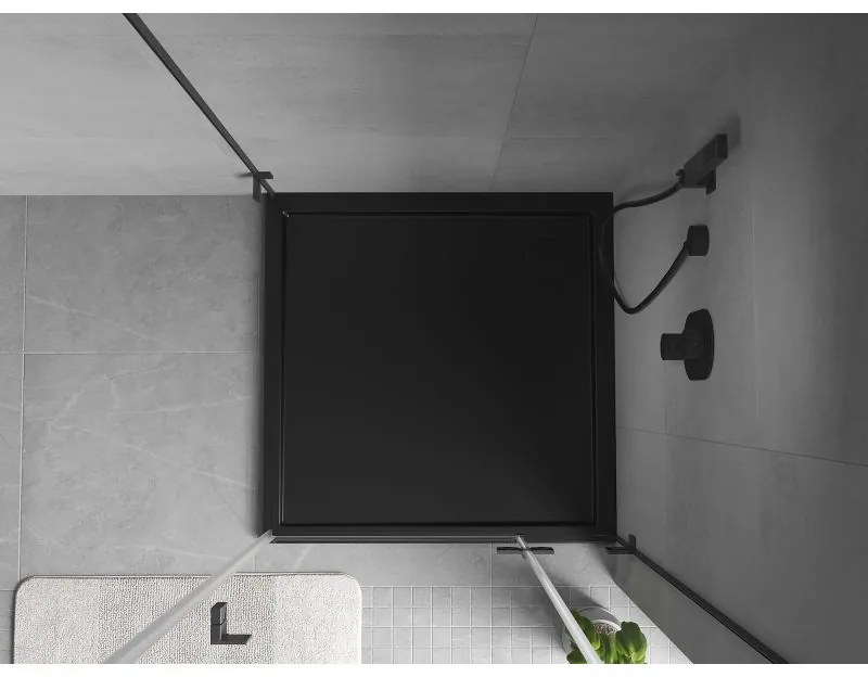 Mexen Flow Slim, štvorcová sprchová vanička 90 x 90 cm, čierna matná, 46S709090