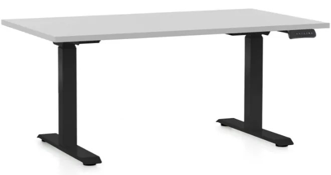 Výškovo nastaviteľný stôl OfficeTech D, 120 x 80 cm, čierna podnož, svetlo sivá
