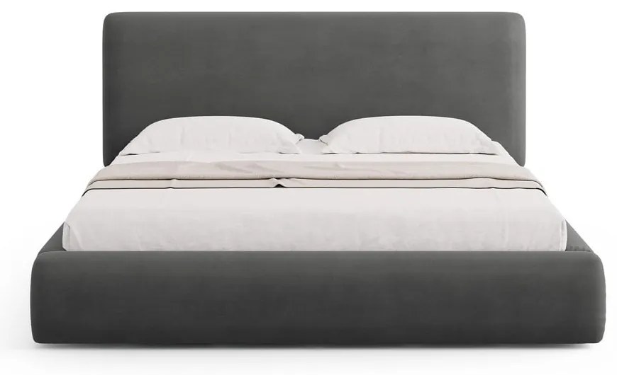 Sivá čalúnená dvojlôžková posteľ s úložným priestorom s roštom 140x200 cm Colonel – Cosmopolitan Design