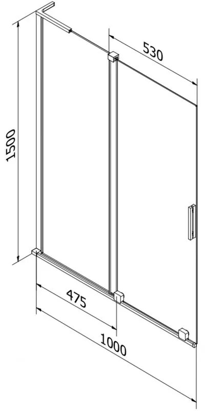 Mexen Velar L, 2-krídlová posuvná vaňová zástena 100 x 150 cm, 8mm šedé sklo, biela matná, 896-100-003-41-20