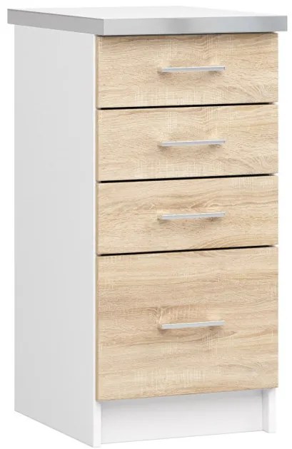 Spodná kuchynská skrinka s doskou LIMA S40 SZ4 biela / dub sonoma