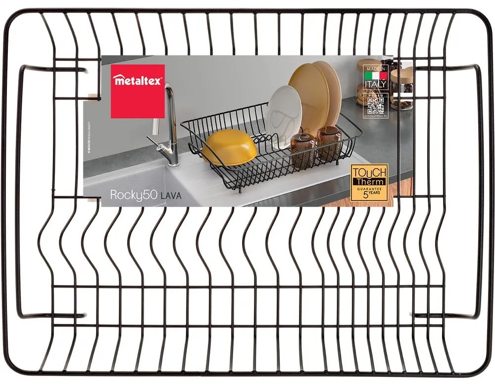 Čierny odkvapávač z antikoro ocele Metaltex Rectangular Lava