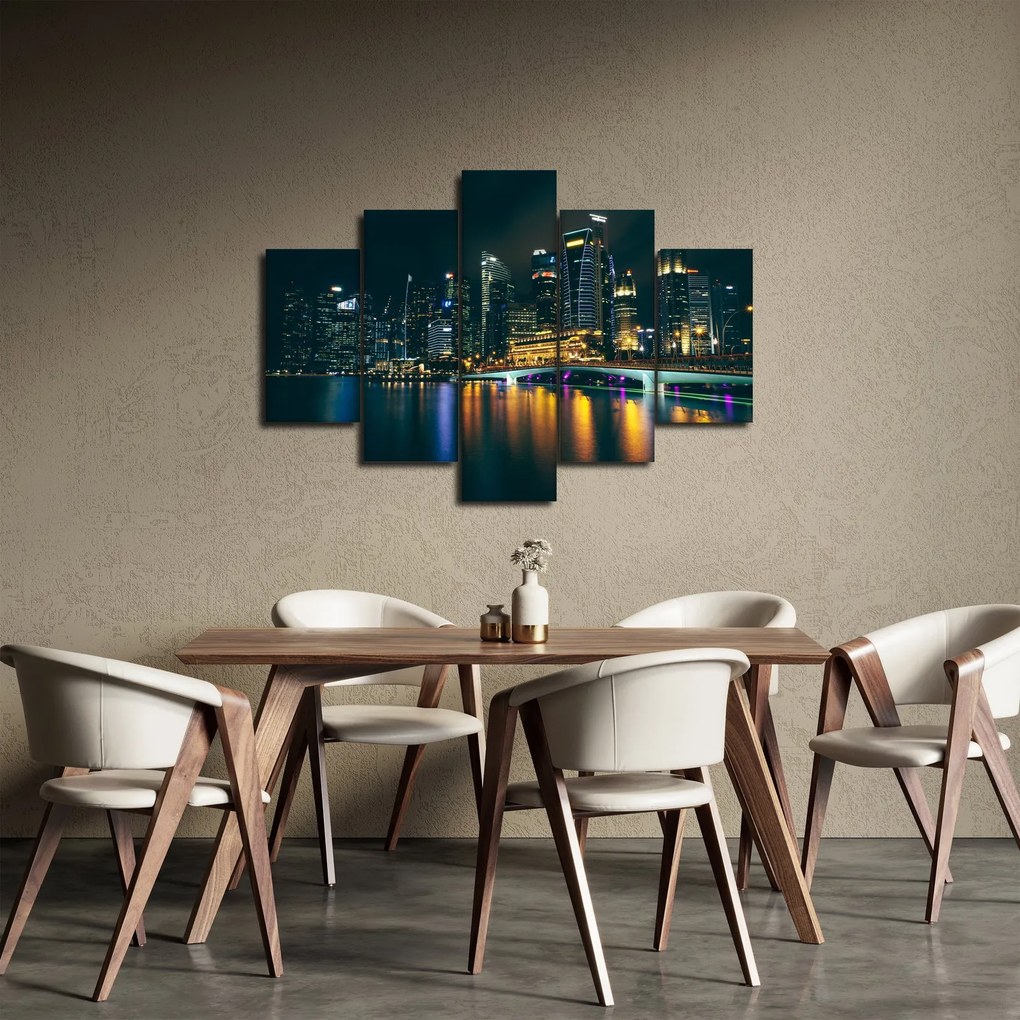 Obraz nočného Singapuru (150x105 cm)
