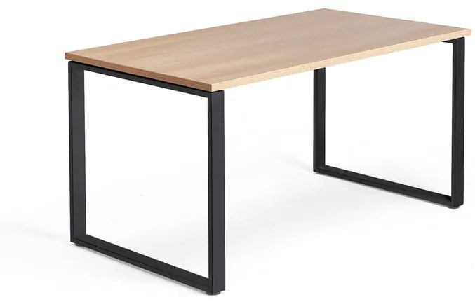 Kancelársky pracovný stôl QBUS, O-rám, 1400x800 mm, dub/čierna