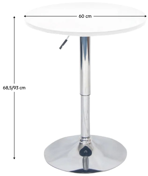 Barový stôl s nastaviteľnou výškou Biria (biela + chróm) . Vlastná spoľahlivá doprava až k Vám domov. 1063795