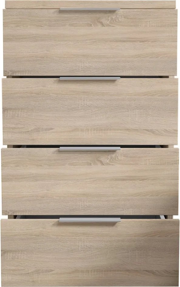Nočný stolík/skrinka so 4 zásuvkami Smilla, výška 79 cm, dub sonoma