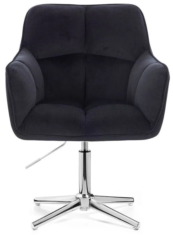 LuxuryForm DESIGN Kreslo AMALFI VELUR na striebornom kríži - čierne
