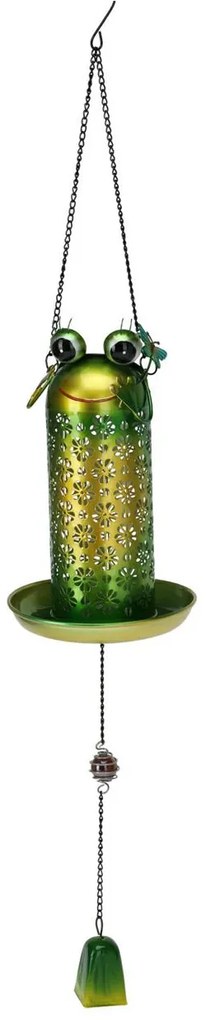 Závesné solárne kŕmidlo pre vtáky Frog, 75x13 cm, kov, viacfarebná