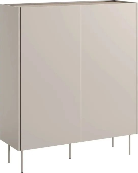 Vysoká komoda Desin 120 cm s dvoma dverami a skrytými zásuvkami - kasmír / dub Nagano