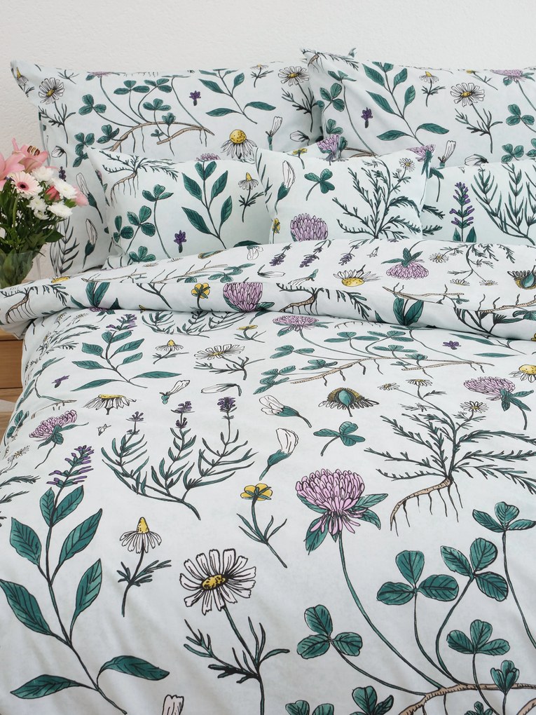 Francúzske bavlnené obliečky Renforcé - Herbár mentolový