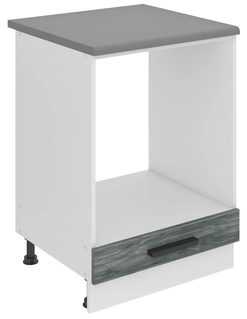 Kuchynská skrinka Belini Premium Full Version spodná pre vstavanú rúru 60 cm šedý antracit Glamour Wood s pracovnou doskou