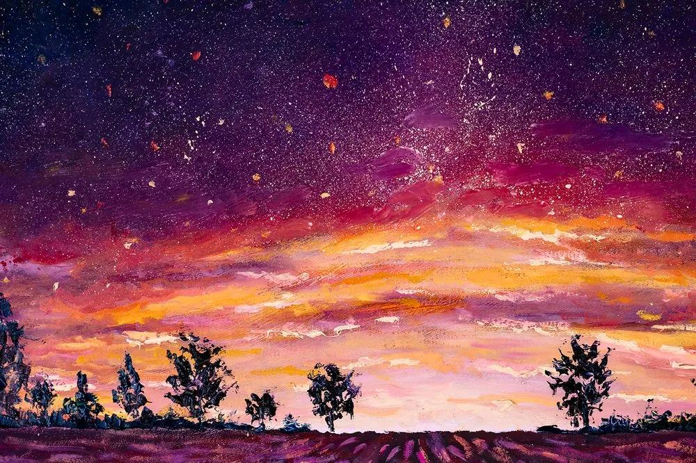 Tapeta maľba večerného levanduľového poľa