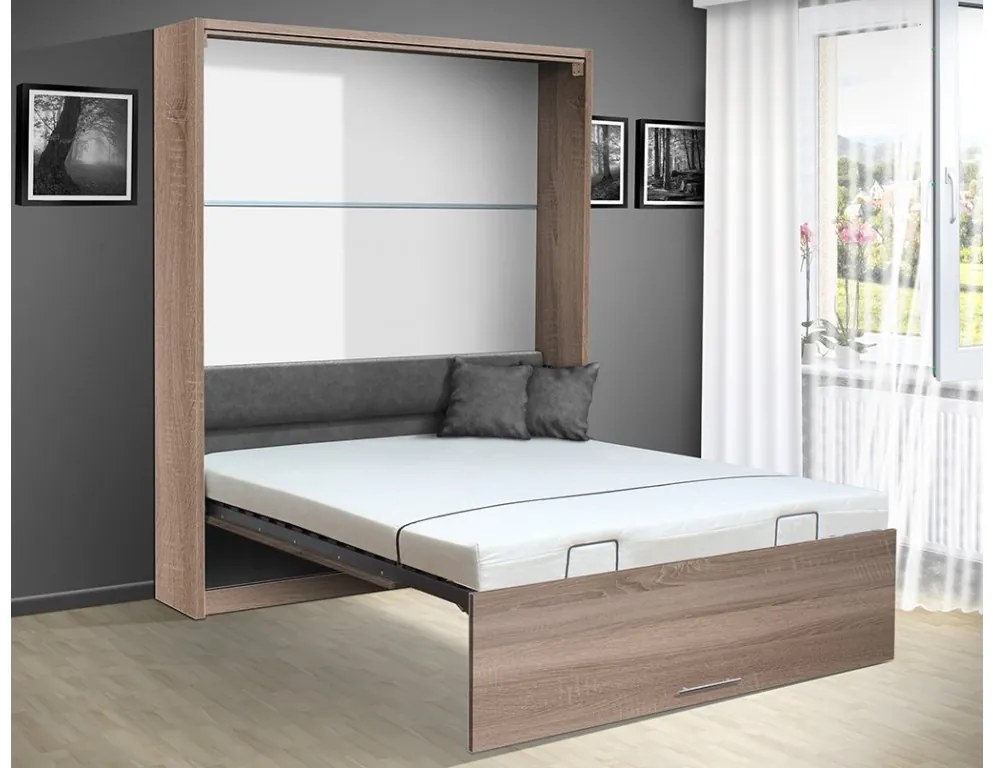 Nabytekmorava Sklápacia posteľ VS 3054 P - 200x140 cm farba lamina: Biela