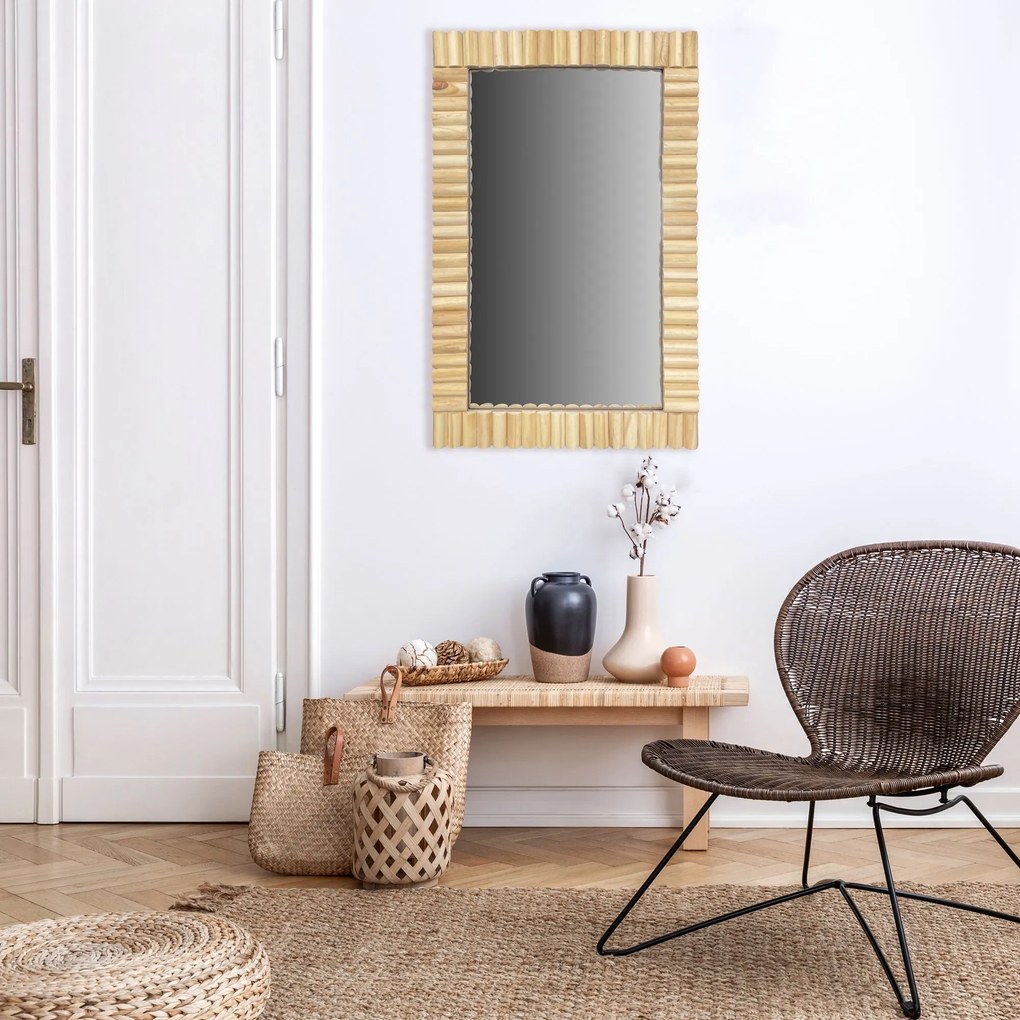 Tutumi Tutumi, nástenné zrkadlo Boho 55x35 cm KLNA-MR01, hnedá, HOM-02803