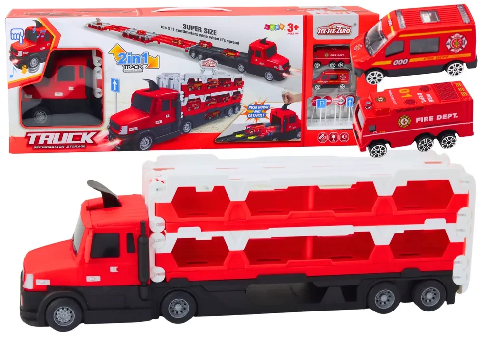 LEAN TOYS Pretekárska dráha Lora Odťahové vozidlo 2v1 - červená