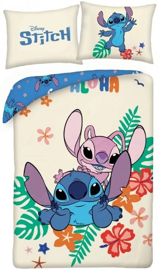 Bavlnené posteľné obliečky Lilo & Stitch - motív Aloha - 100% bavlna - 70 x 90 cm + 140 x 200 cm