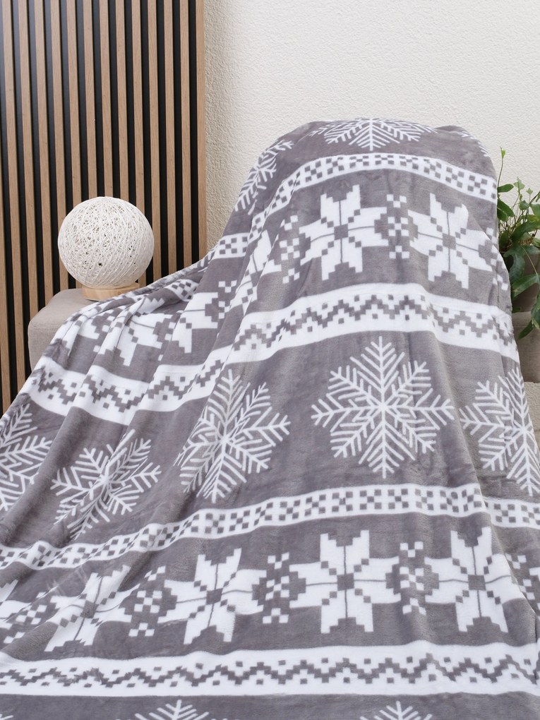 Deka mikroplyš 150 × 200 cm – Vianoce sivé
