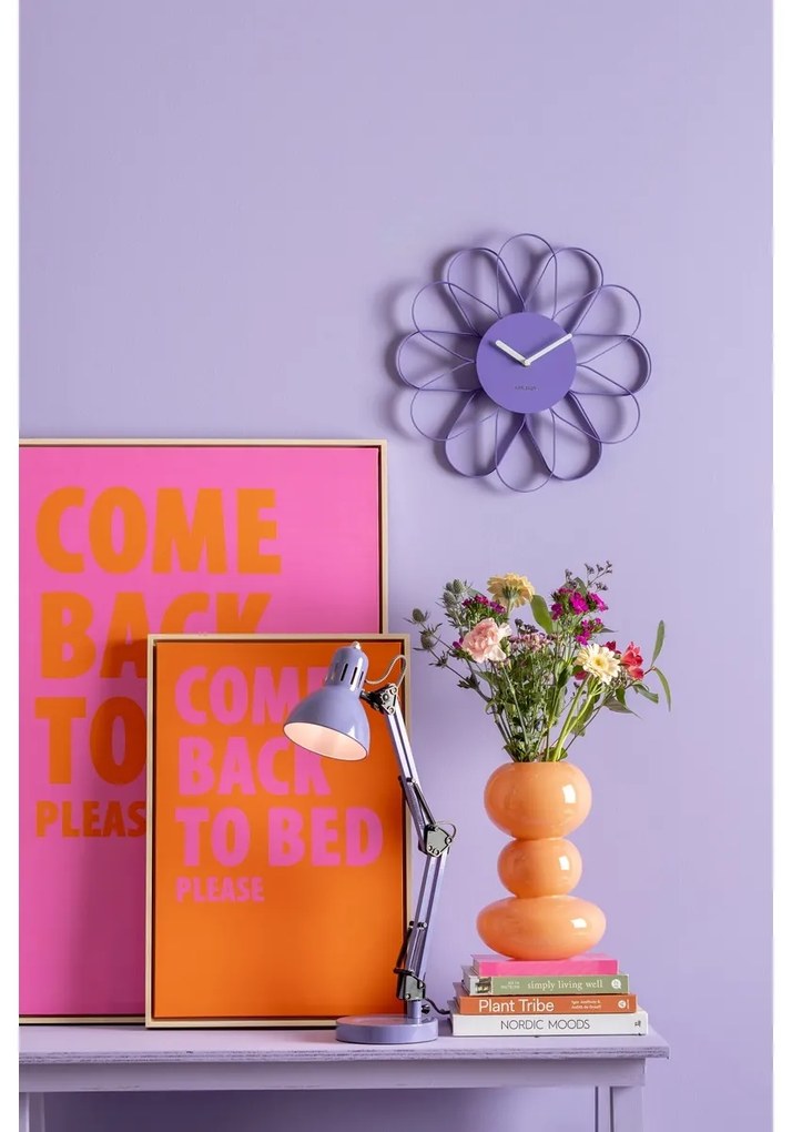 Dizajnové nástenné hodiny Karlsson 5975PU fialové,priemer 40 cm