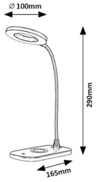 Rabalux 74013 - LED Stmievateľná dotyková stolná lampa HARDIN LED/5W/5V čierna